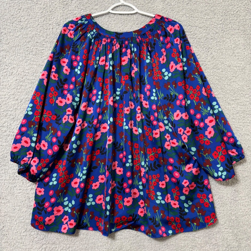 Going Out Floral Peasant Blouse 4X Flowy Statement Boho Top Balloon Sleeve - Picture 6 of 10
